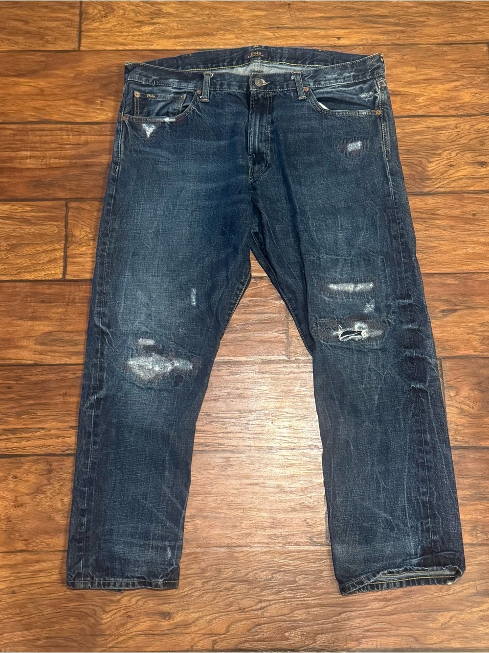 Polo Ralph Lauren Sullivan Slim Authentic Distressed Denim Jeans Dark Blue 38x30